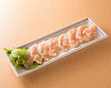 Slightly boiled chicken tenderloin with wasabi