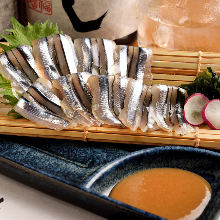 Silver-stripe round herring sashimi