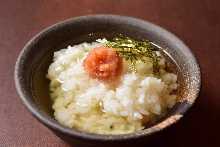 Mentaiko chazuke (marinated cod roe and rice with tea)