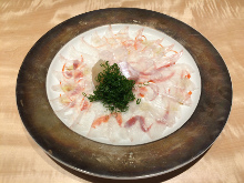 Live olive flounder sashimi