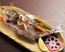 Salted and grilled silver croaker