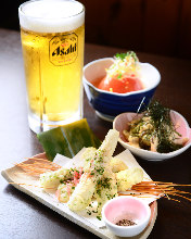 Tube-shaped fish paste tempura