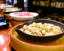 Ground chicken and taro boiled in broth