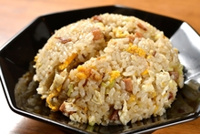 Fried rice with grilled pork and green onions