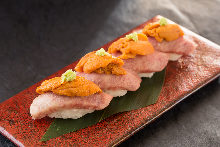 Seared Wagyu beef nigiri sushi