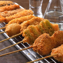 Assorted fried skewers