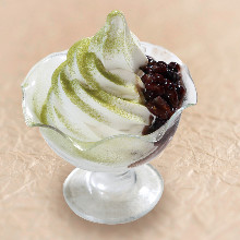 Soft serve ice cream with Azuki (sweetened red beans)
