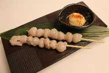 Grilled squid skewers