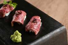 Wagyu beef nigiri sushi