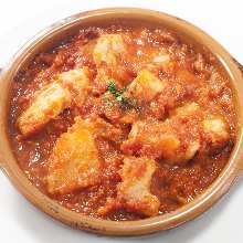 Simmered billfish, tomato, and potato