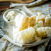 Marinated deep-fried Japanese yam with pickled plum and grated daikon radish