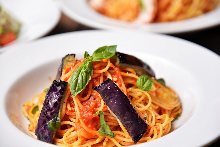 Pasta with eggplant tomato sauce