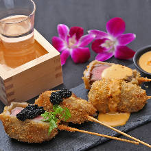 Fried beef skewer