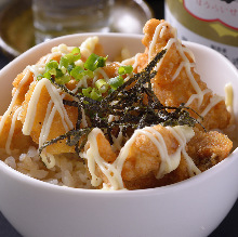 Fried food rice bowl