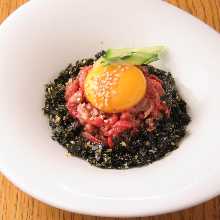 Premium rare Wagyu beef tartare
