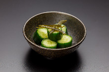 Cucumber marinated in kombu kelp