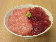 Chutoro (medium fatty tuna) and tuna rice bowl