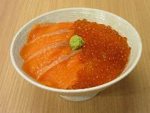 "Oyako" salmon roe and Japanese salmon rice bowl