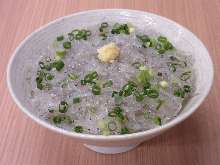Raw whitebait on rice bowl