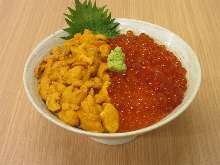 Sea urchin and salmon roe rice bowl