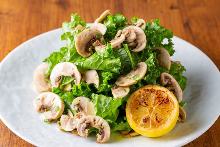 Kale and mushroom and lemon salad