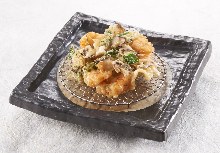 Mixed seafood tempura