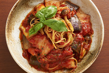 Pasta with eggplant tomato sauce