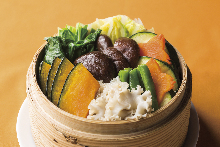 Steamed in a bamboo steamer