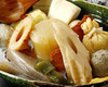Assorted Oden (vegetables, fish dumplings and various other articles of food stewed in a thin soy soup)