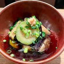 Fried and soaked eggplant