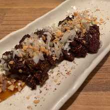 Beef skirt steak skewer