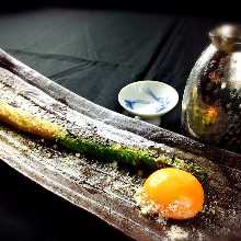 Charcoal grilled asparagus