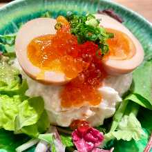 Egg-topped potato salad