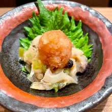 Whelk and wasabi pickles