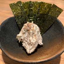 Cheese and iburi gakko (smoked daikon pickles)