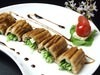 Cream cheese and cucumber wrapped with conger eel served with balsamic sauce