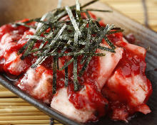 Food dressed with pickled plum paste