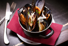 Mussels steamed in wine