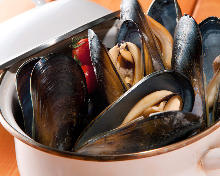 Mussels steamed in wine