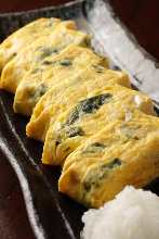 Japanese-style rolled omelet with marinated cod roe