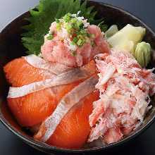 Fresh Salmon, Crab & Minced Tuna Bowl