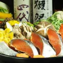 "Ishikari" salmon and vegetable hotpot