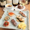 5 "kushiyaki" (deep-fried, skewered meat and vegetables) skewers + 1 drink course