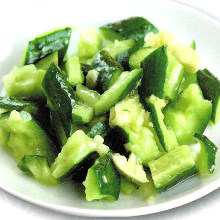 Cucumber mixed with garlic