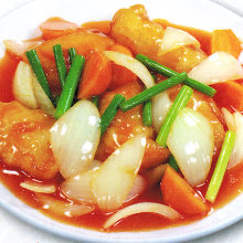 Whitefish with sweet and sour sauce