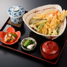 Tempura rice bowl set meal