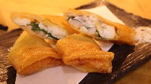 Fried spring roll with shrimp, whitefish, and cheese