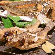 Salted and grilled fish