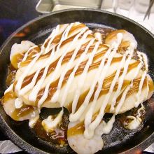 Shrimp teppanyaki with vegetables