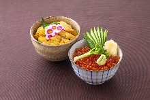 Sea urchin and salmon roe rice bowl